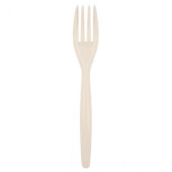 Tenedor Plástico Crema Reutilizable