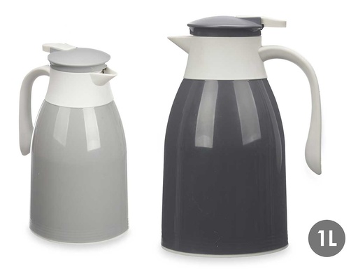 Termo plástico gris 1L: ideal para mantener tus bebidas frías