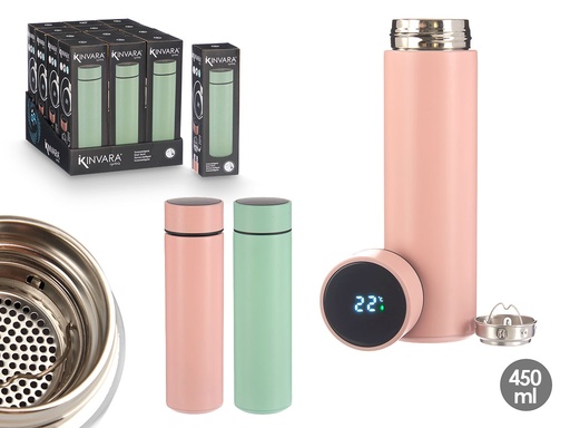 Termo termómetro digital 450ml, práctico y colorido para llevar