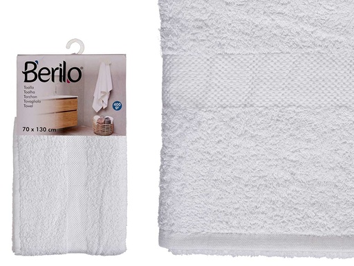 Toalla lisa blanca 70x130, suave y absorbente para tu comodidad