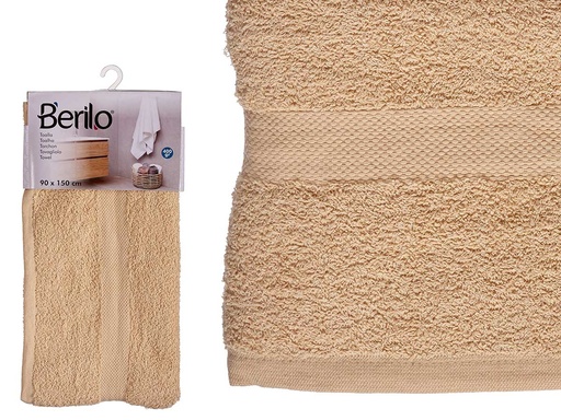 Toalla lisa color crema, suave y absorbente para tu confort diario