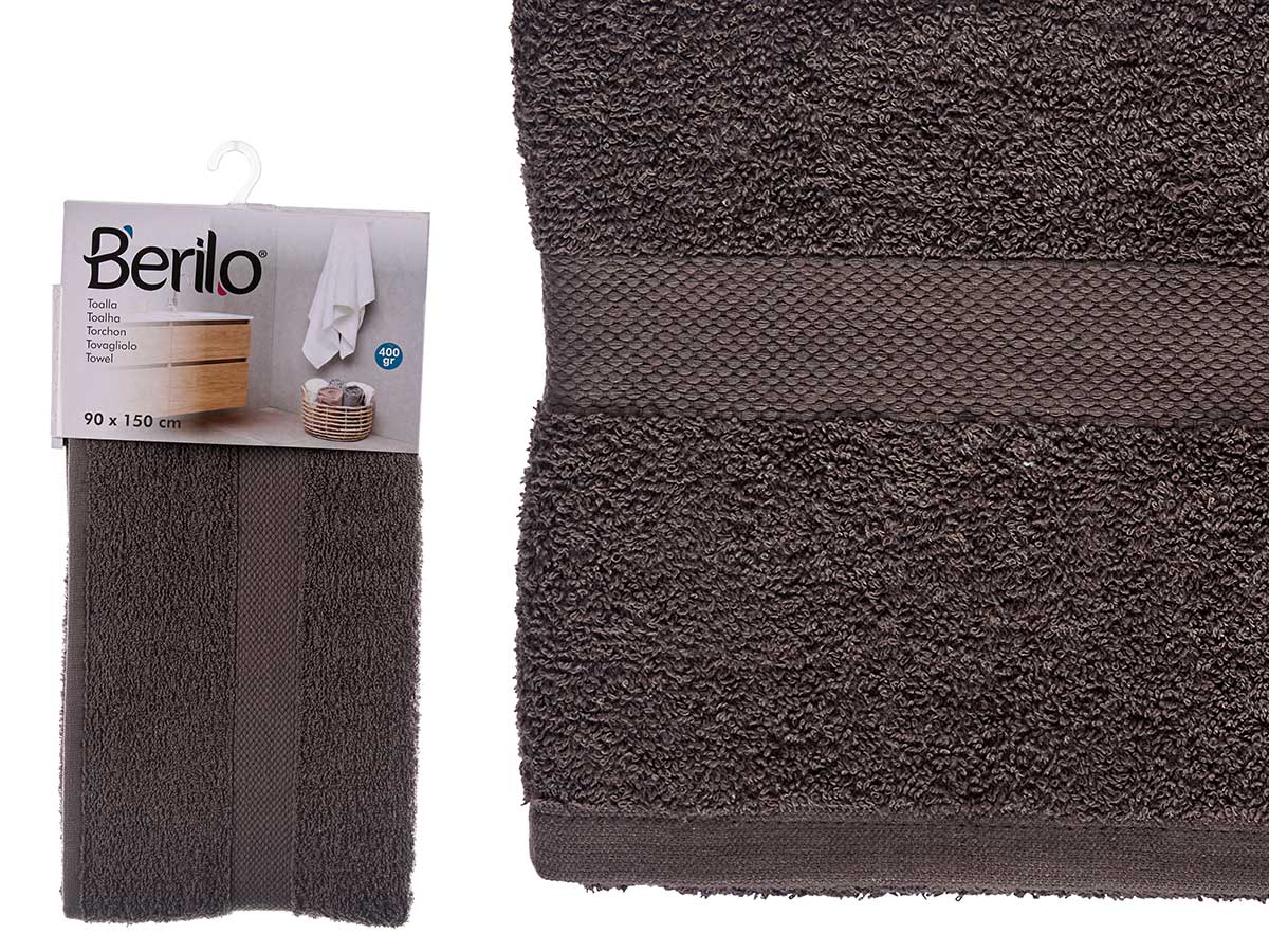 Toalla lisa gris de 90x150 para máxima suavidad y confort