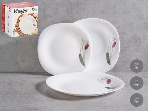 Vajilla 18pzs cuadrada Tulipán Opal: Elegancia y Calidad para tu Mesa