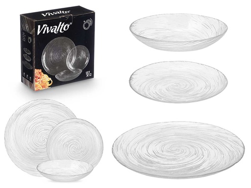 Vajilla vidrio 12 pzs: Elegancia y frescura para tu mesa diaria