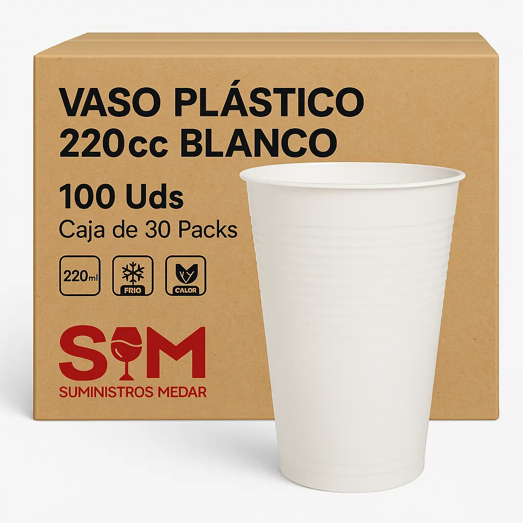 Vaso Plástico 220cc Blanco