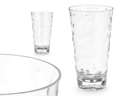 Vaso alto plástico transparente de 580ml con puntos decorativos