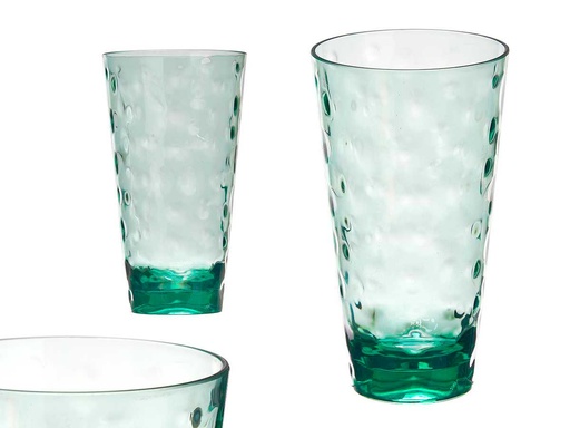 Vaso alto plástico verde con puntos de 580ml, ideal para fiestas