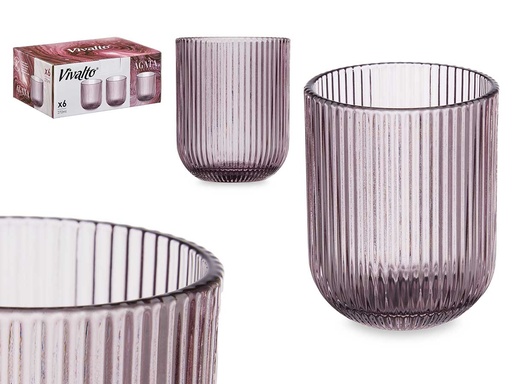 Vaso bajo rosa con rayas de 270 ml, perfecto para tus bebidas