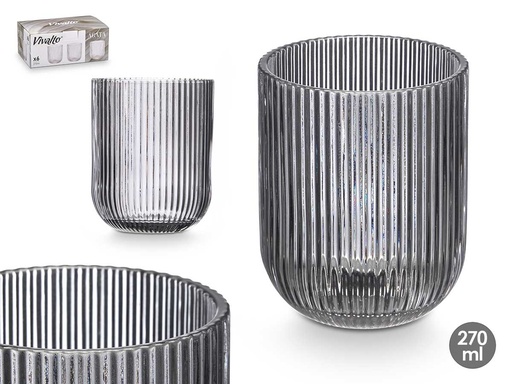 Vaso color gris rayas: estilo moderno y práctico de 270 ml