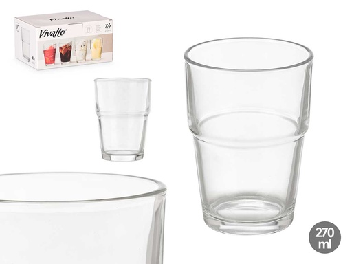 Vaso cristal apilable 270ml: Diseño elegante y funcional para tu hogar