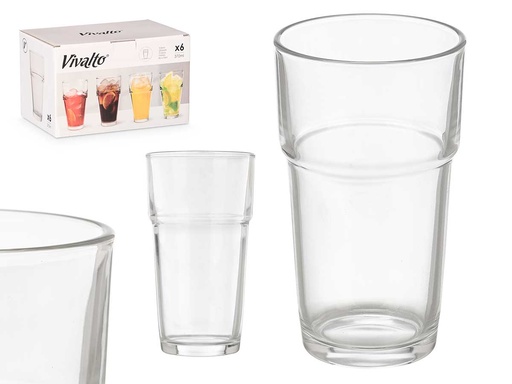Vaso cristal apilable 370ml: Diseño práctico y elegante para tu hogar