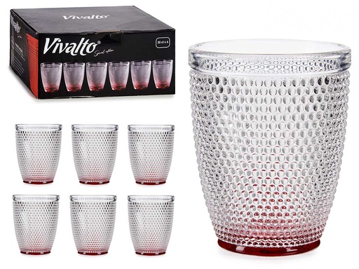 Vaso cristal puntos para agua 300ml en elegante color rojo