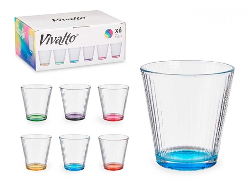 Vaso de vidrio con rayas transparentes de 310 ml, elegante y duradero