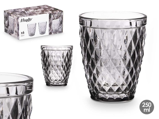 Vaso diamante gris 250 ml: Elegancia y estilo en cada sorbo