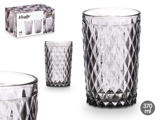 Vaso diamante gris 370 ml: Elegancia y estilo en cada sorbo