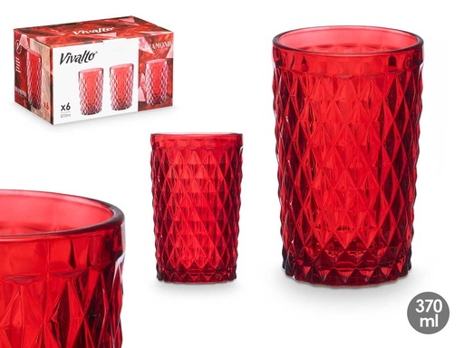Vaso diamante rojo 370 ml: Elegancia y comodidad para tus bebidas