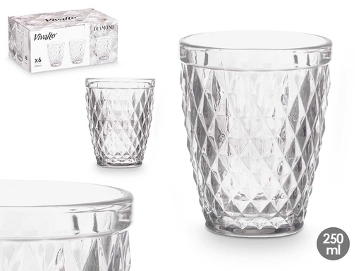 Vaso diamante transparente 250 ml: elegancia y versatilidad en tu mesa