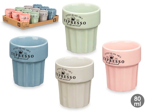 Vaso expresso 80ml surtido en 4 colores pastel para disfrutar
