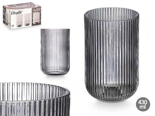Vaso gris rayas 430 ml: Estilo y funcionalidad para tu bebida