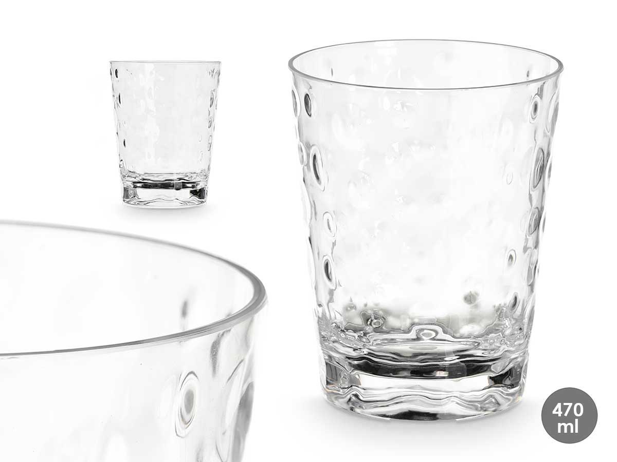 Vaso plástico transparente de 470ml con puntos, ideal para fiestas
