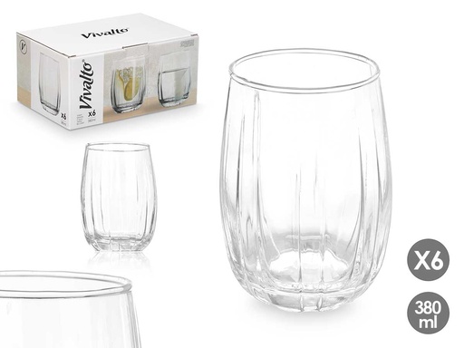 Vaso rayas 380ml transparente: estilo y frescura en cada sorbo