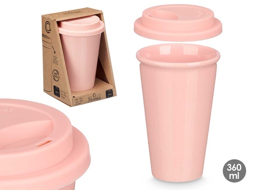 Vaso tapa silicona rosa 360ml: Ideal para llevar y disfrutar bebidas