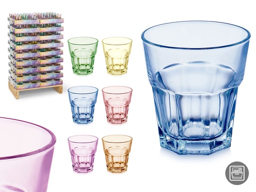 Vaso vidrio 300 ml surtido en 6 colores, perfecto para tu mesa