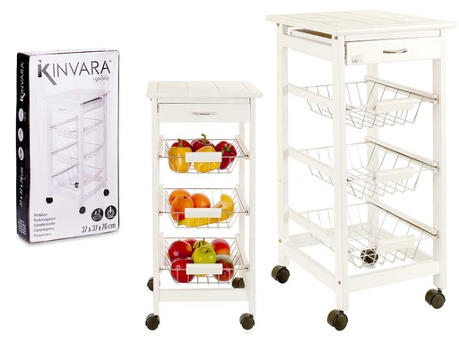 Verdulero de madera y metal, ideal para organizar tu cocina