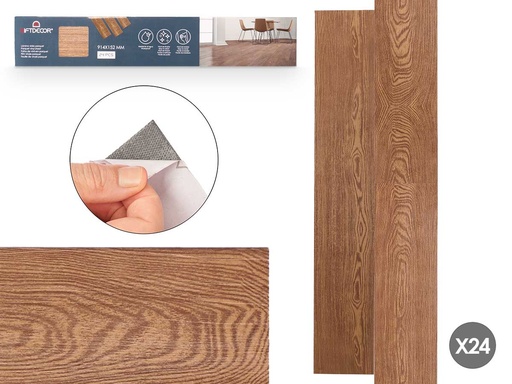 Vinilo para parquet marrón oscuro: set de 24 láminas duraderas