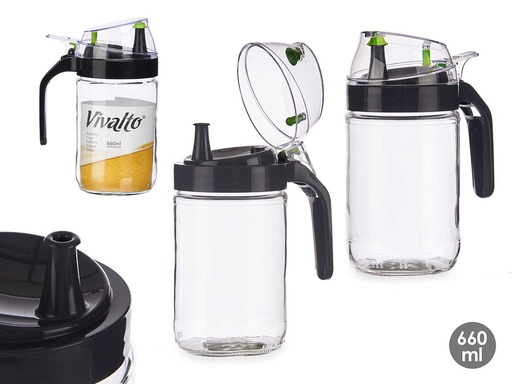Aceitera cristal 660ml con aireador negro, elegancia y funcionalidad