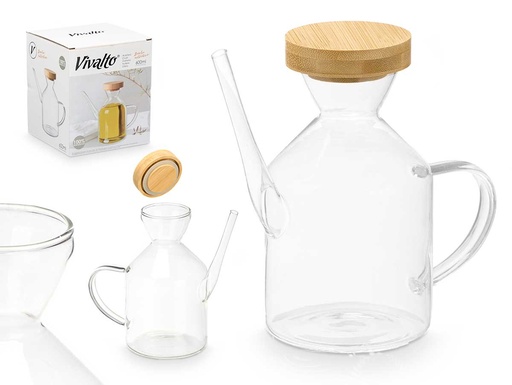 Aceitera tapon bambú 600ml: Diseño elegante y funcionalidad superior
