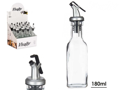 Aceitera vidrio con tapón dosificador 180 ml, ideal para tus recetas