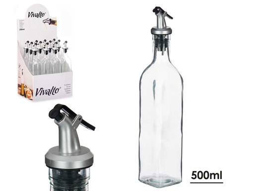 Aceitera vidrio con tapón dosificador de 500 ml, ¡práctica y elegante!