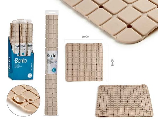 Alfombra antideslizante beige con cuadros, segura y elegante