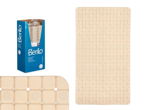 Alfombra baño antideslizante cuadros beis, suave y segura para ti