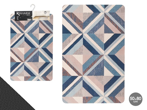 Alfombra cocina triangulos azul, diseño moderno y cómodo 50x80cm