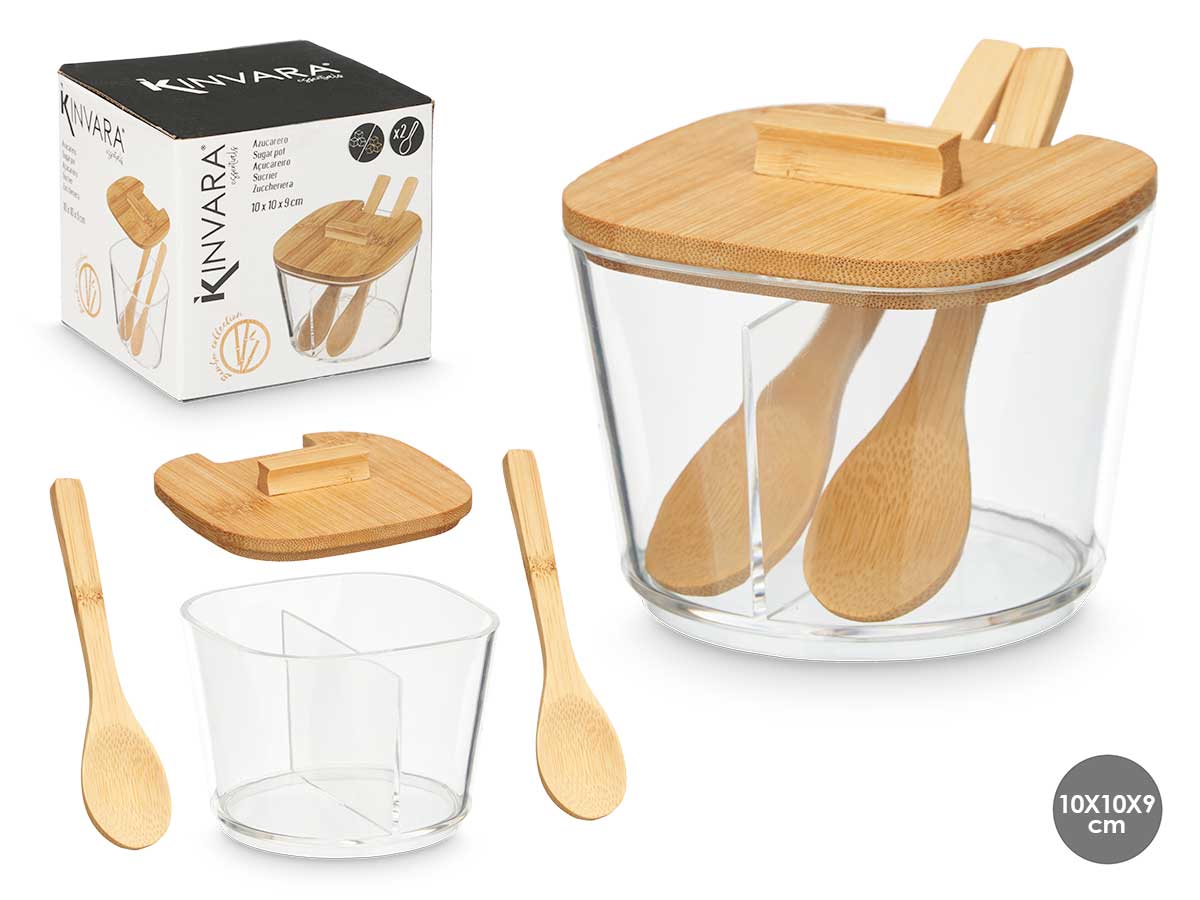 Azucarero Doble Tapa de Bambú: Estilo y Frescura en tu Cocina