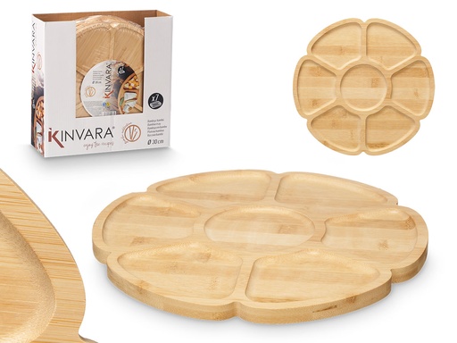 Bandeja 7 cavidades de bambú: organiza y sirve con estilo