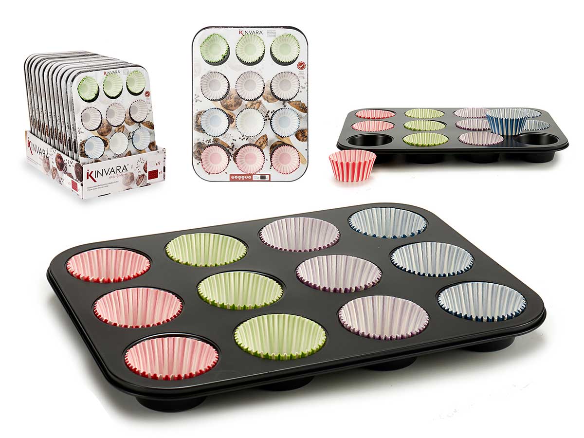 Bandeja 72 moldes de papel para magdalenas, repostería fácil