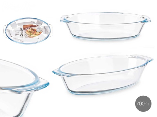 Bandeja borosilicato ovalada con asas, ideal para hornear y servir