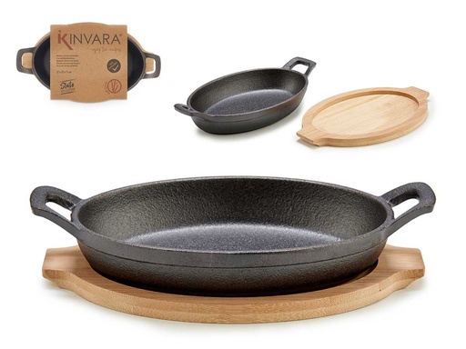 Bandeja oval de hierro: elegancia y versatilidad con bambú