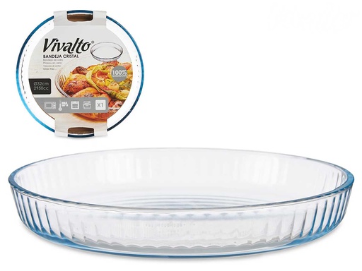 Bandeja redonda óptica de borosilicato, elegante y versátil de 32 cm