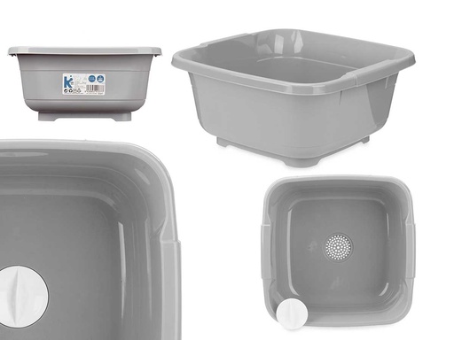 Barreño cuadrado 11 l gris: práctico tapon para fregadero