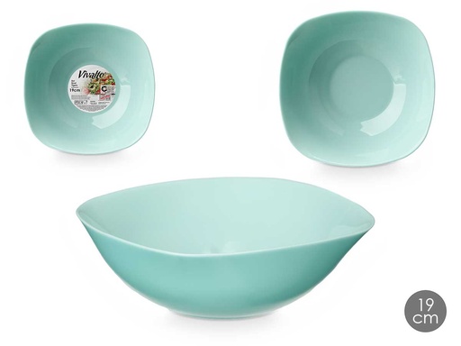 Bol cuadrado opal verde de 19 cm: Elegancia y versatilidad en tu mesa