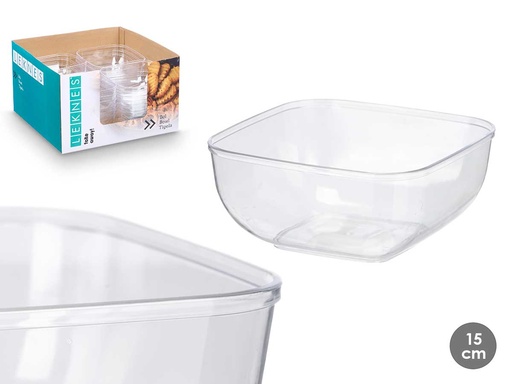 Bol cuadrado transparente de 800 ml, ideal para almacenamiento