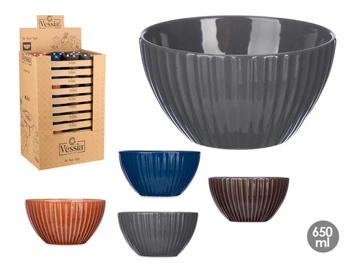 Bol de 13 cm con Rayas de Colores Oscuros - Ideal para Servir
