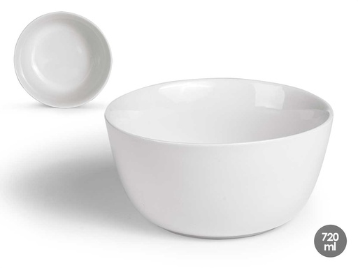 Bol de porcelana blanca redonda de 720ml para una mesa elegante