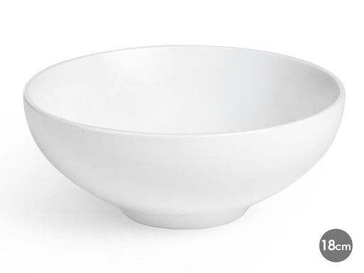 Bol de porcelana blanca redonda: elegante y versátil de 18 cm