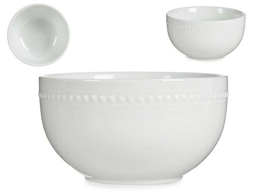 Bol de porcelana redondo con cenefa, ideal para servir y decorar