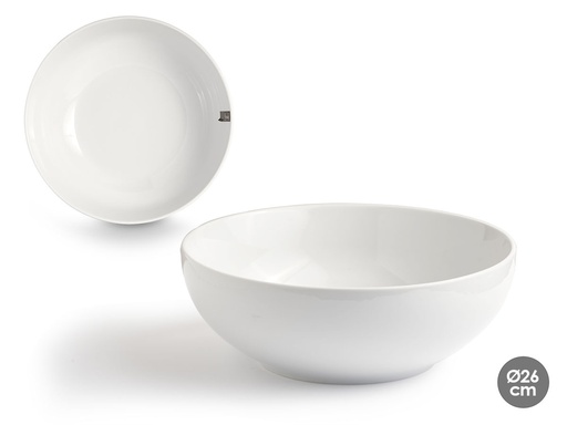 Bol de porcelana redondo de 26 cm, ideal para tus comidas elegantes